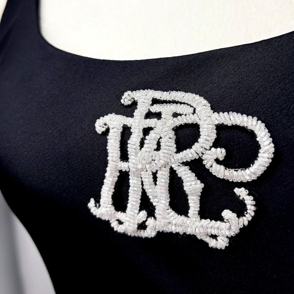 Ralph Lauren Collection Purple Label Maxi Slip Dress Beaded Silk Gown White Logo - Picture 2 of 16